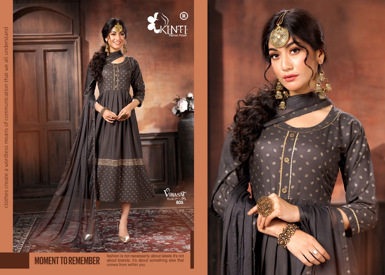 Kinti Virasat 8 New Latest Festive Wear Rayon Kurti With Dupatta Collection
